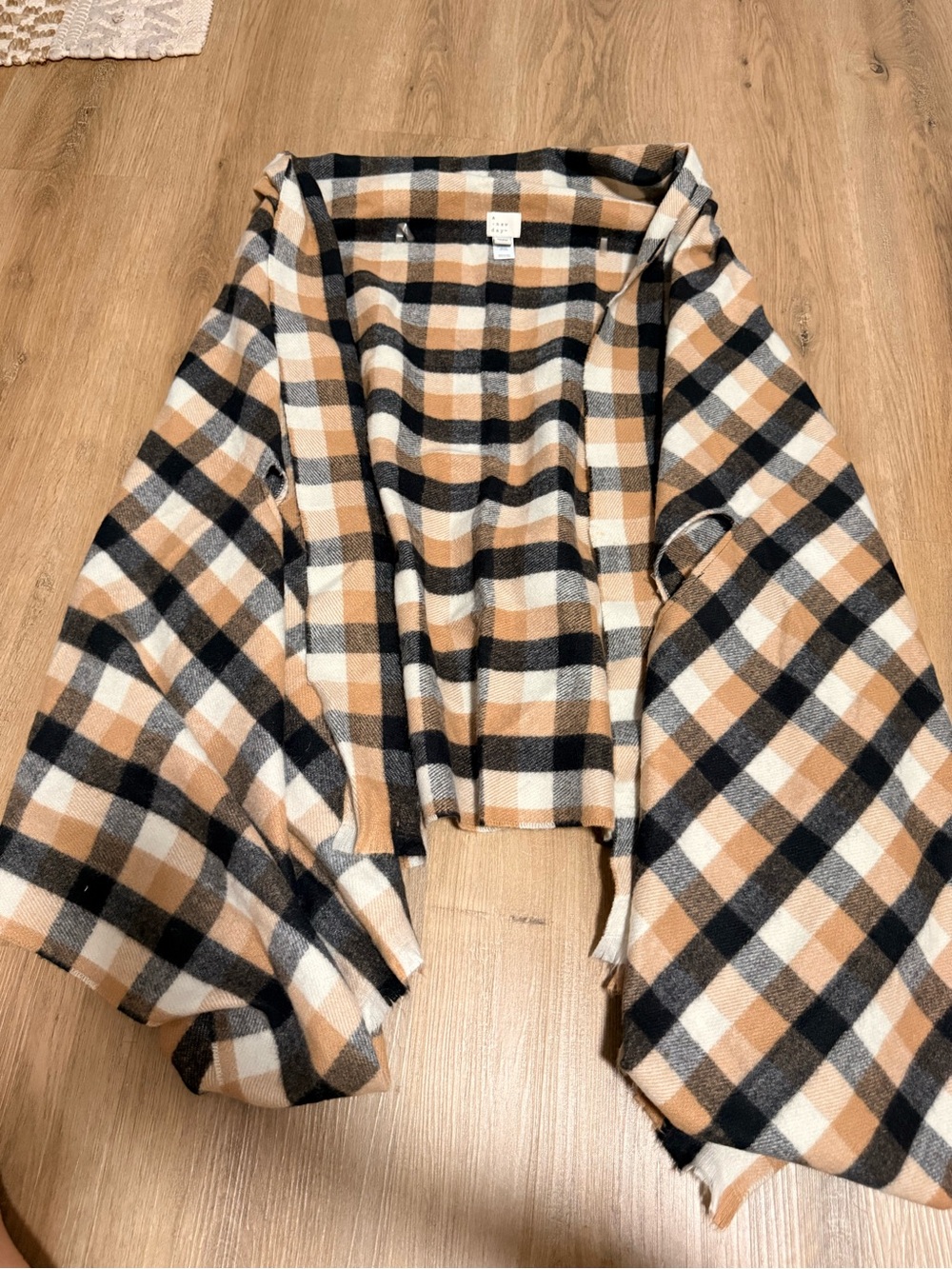 A New Day black, beige and white plaid cardigan/ shawl